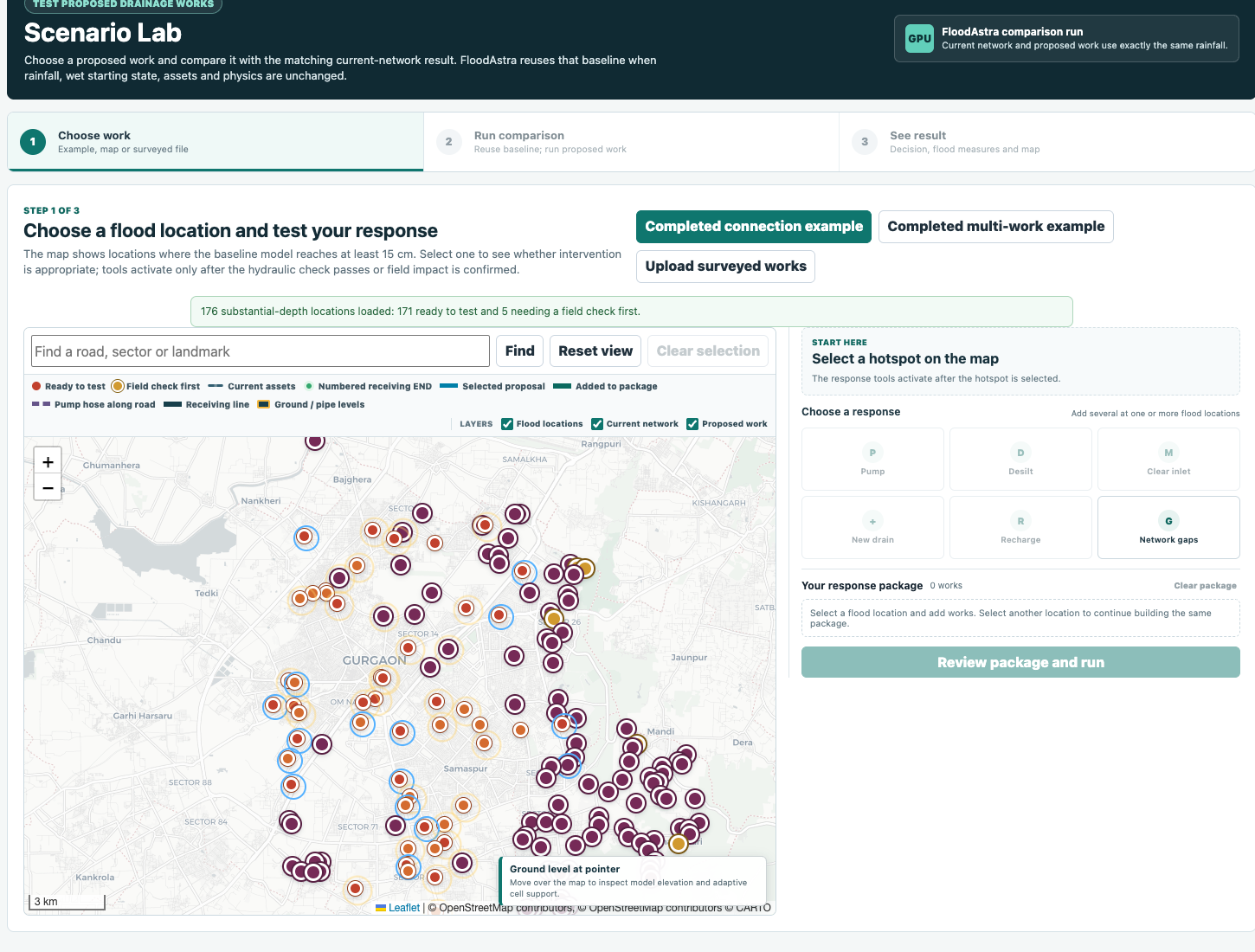 Scenario Lab full hotspot map and response controls